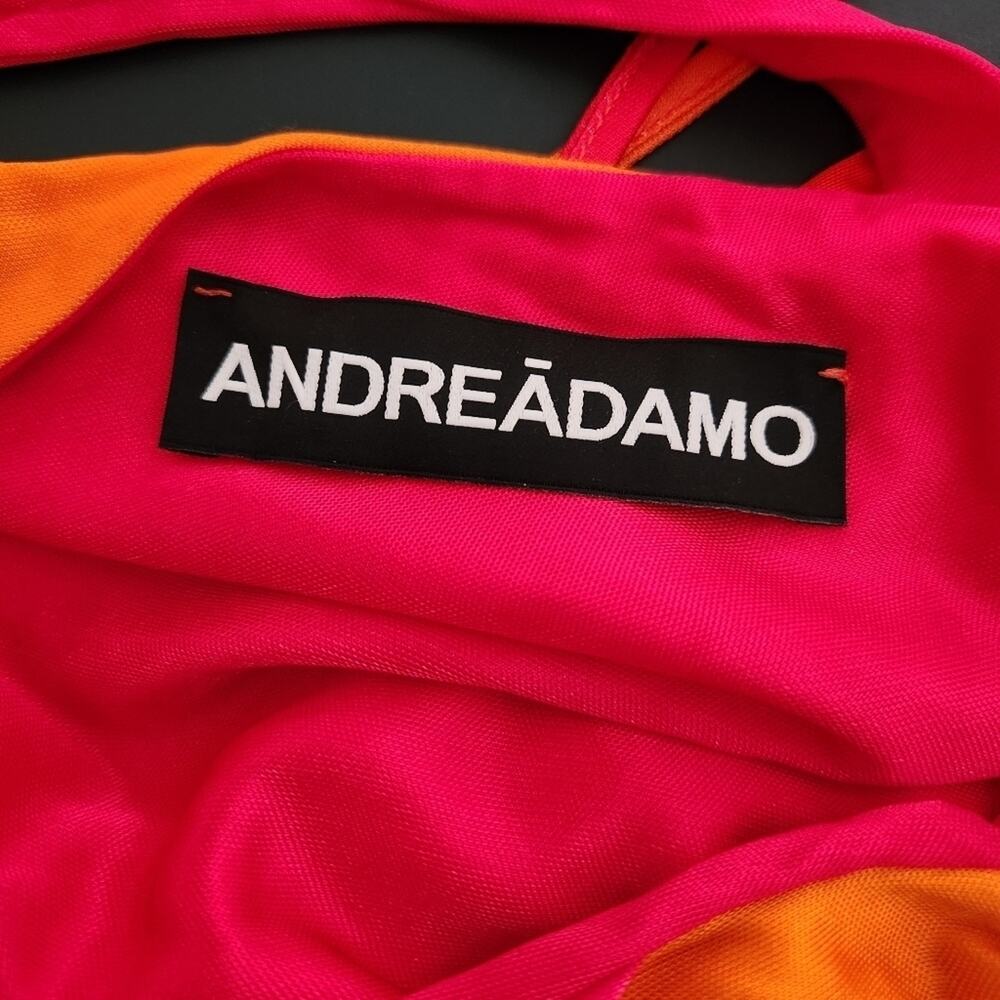Andreadamo Draped Jersey Mono Shoulder Crop Top in Sex On the Beach Orange Small - Picture 11 of 14